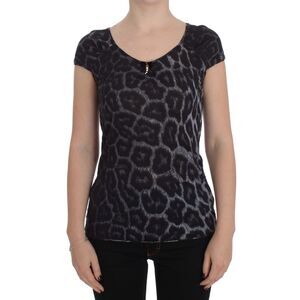 Cavalli Gray Leopard Modal T-Shirt Blouse Women's Top